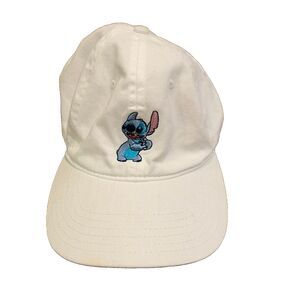 Disney Lilo & Stitch Embroidered White Hat Cap OS Cotton Adjustable